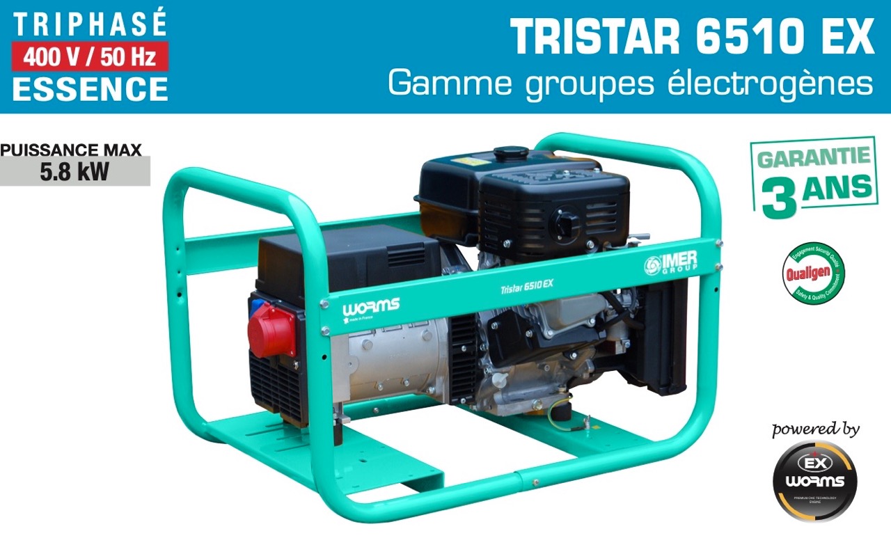 Groupe électrogène tristar 6510ex triphasé 5.8 kW